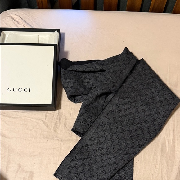 Gucci Dark Gray GG Monogram Scarf